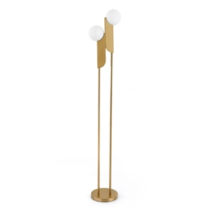 ENSEMBLE Simple Salon Chambre Étude Salle À Manger Plaqué Or Décoration Métal Double Tête Lait Blanc <span class=keywords><strong>Boule</strong></span> De Verre <span class=keywords><strong>Lampadaire</strong></span> - Product Image 3