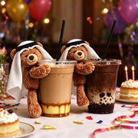 Mini ours en peluche 2026 avec foulard arabe, jouet en peluche doux, ornement de tasse, cadeaux promotionnels personnalisés pour les fêtes
