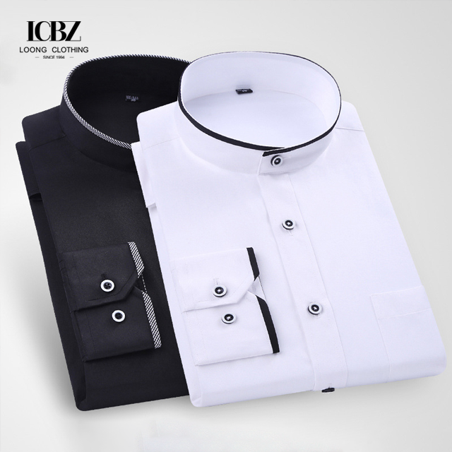 white dress shirt with black collar The Solid White Tuxedo Shirt main image 1