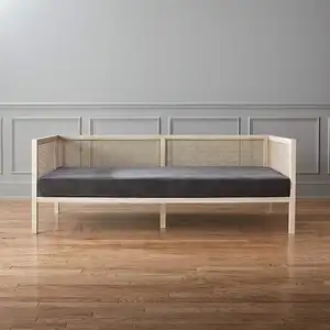 Tối Giản Bằng Gỗ Bạch Dương Khung Linen Vải 3 Ghế Sofa Tự Nhiên Mây Đen Daybeds Sofa Giường Cho Phòng Khách Phòng Ngủ