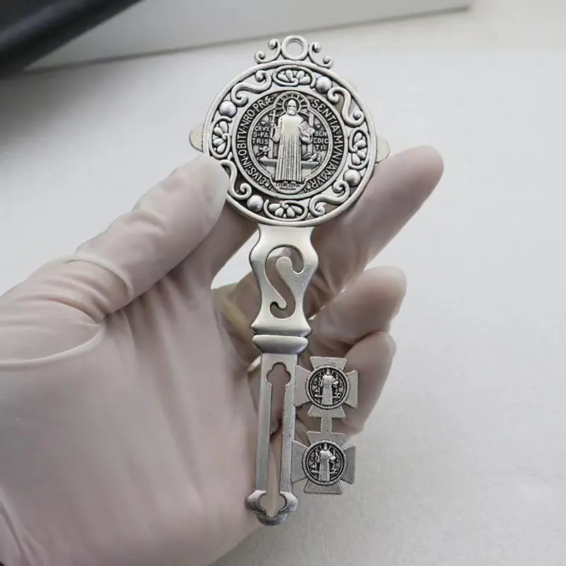 12.7*5.2cm portachiavi forma di medaglia Benedict Charm San Benito Medalla regalo per uomo o donna