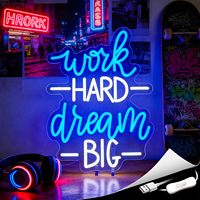 Neonawall Work Hard Dream Big, enseigne au néon LED, bleu et blanc, décor mural pour bureau, cadeau idéal pour les entrepreneurs