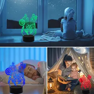 Toptan masa lambası Led taban 3D Illusion Anime noel lamba sevimli çocuklar akrilik özel gece lambası