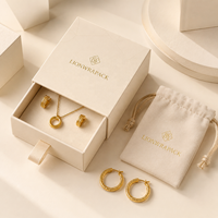 Boîte à bijoux de luxe personnalisée avec logo, pochette en velours, emballage cadeau pour collier et boucles d'oreilles, vente en gros
