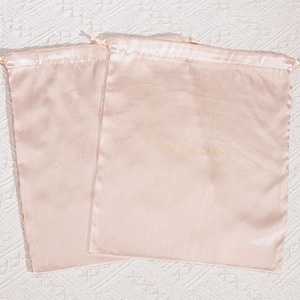 20*25Cm Satin Gift Bag Promotion Custom Logo Printed Soft Silk Drawstring Hair <b>Extension</b> Bundle Wig Storage Dust Satin Pouch - Product Image 2