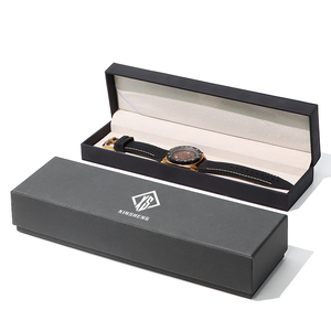 Tùy chỉnh cao cấp dây đeo đồng hồ với trên và dưới bìa, đen PU da khâu trường hợp đồng hồ, nhựa nhung hộp lưu trữ - Product Image 1