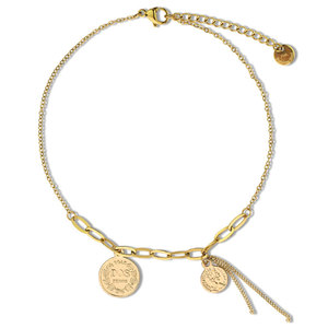 Gold Coin Charm Bracelet For Women Geometric Design Gift Jewelry Zinc Alloy Fashion Bracelet - Product Image 5