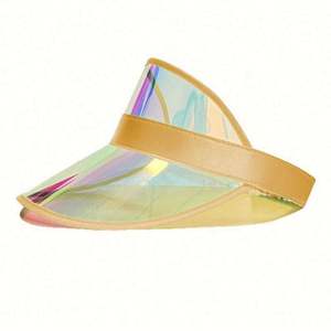 Sombrero de Sol para Exteriores, de Plástico Transparente, para Playa, de PVC, Color Brillante, Visera Vacía - Product Image 1