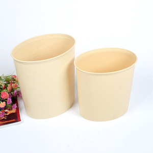 Cubo de Basura Cilíndrico con Tapa Abierta de 7L, Color Beige, Contenedor de Almacenamiento Interior, Cesta para Desechos - Product Image 1
