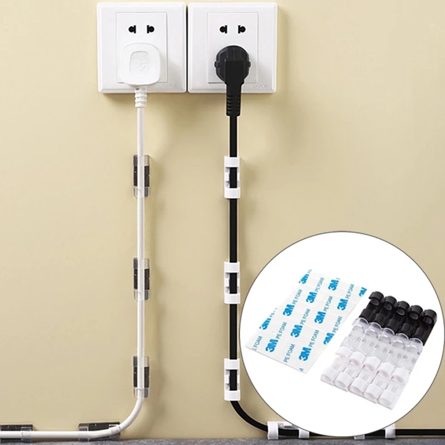Hot Sale 16pcs Cable Organizer Wire Winder Clips Cable Management Desktop Holder USB Cable Clip Bobbin Winder