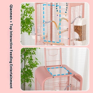 玄鳳牡丹刺繍入り 大型豪華鳥かご 頑丈な金属製 十字絹風景 オウム用 優雅なバードハウス エレガント - Product Image 2