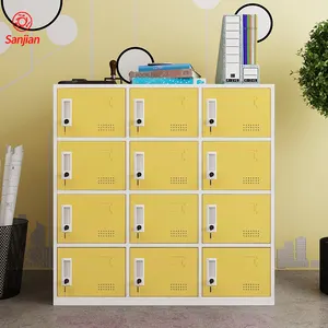 Made in China multi-door small 12 door yellow color Metal Office Steel Storage Locker cabinet
