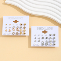 Runcheng Handicrafts – Nouvelle collection de boucles d'oreilles tendance en alliage, lot de 23 paires, clous d'oreilles dorés et argentés, bijoux en forme de cœur, cadeau pour femme