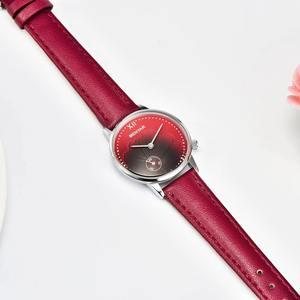 Reloj de Pulsera para Mujer, Diseño Simple, Correa de Cuero Genuino, Cuarzo, Color Rojo, Envío Directo - Product Image 3