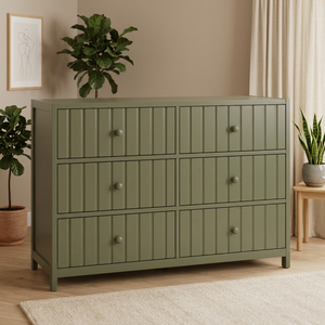 Commode à 6 tiroirs en bois <span class=keywords><strong>laqué</strong></span> <span class=keywords><strong>blanc</strong></span> moderne avec lignes sculptées pour chambre et salon - Product Image 5
