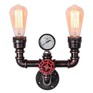 <span class=keywords><strong>Applique</strong></span> murale rétro 2 lumières style tuyau d'eau en métal <span class=keywords><strong>Applique</strong></span> murale rétro industrielle Steampunk - Product Image 1