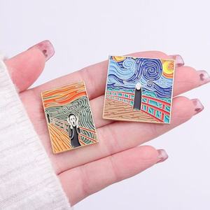 Broches Artísticos de Ukiyo-e con Ondas y la Creación de Adán, Pins de Esmalte de la Noche Estrellada para Ropa y Mochilas, Artesanías Metálicas - Product Image 6
