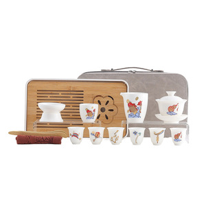 Service à thé de voyage en porcelaine blanche style Jade Mutton Fat, avec Gaiwan et tasses, portable pour usage extérieur et domestique, nouveau style chinois - Product Image 5