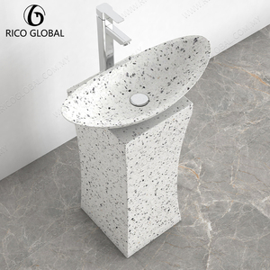 Lavabo de Pedestal de Terrazo Artístico Moderno, Diseño de Porcelana, Marca OEM PS-1058A-8173, Hecho en Malasia, para Baño Contemporáneo - Product Image 5