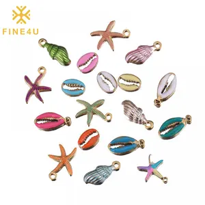 Wholesale Manufacturers Bohemian Stainless Steel Oil Drop Shell Starfish Enamel Charms For Jewelry Making