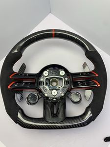 Volante de fibra de carbono brillante con empuñaduras negras, marcador superior rojo, botones <span class=keywords><strong>SC</strong></span> y levas de cambio de fibra de carbono para 992 982 - Product Image 1
