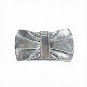 High Quality Ladies Metal <b>Clutch</b> Handmade Gold <b>Silver</b> Beaded Evening Party Handbags Square Stone Work Bridal - Product Image 3
