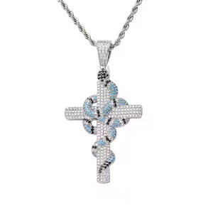 จี้กางเขนชุบทองประดับเพชรโมอิสซาไนต์สั่งทำพิเศษ ขายดี สร้อยคอแฟชั่นฮิปฮอปสุดหรู - Product Image 1