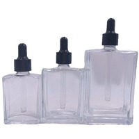 Flacons compte-gouttes en verre carrés plats rechargeables pour huiles essentielles, sérums de soin et gouttes pour les yeux – 15ml, 30ml, 50ml, 100ml