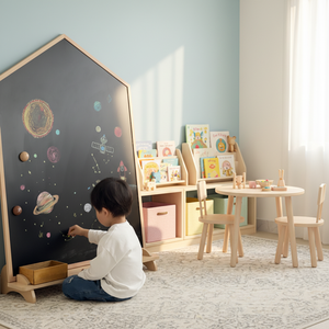 <span class=keywords><strong>Pizarra</strong></span> Magnética de Madera para Niños |   <span class=keywords><strong>Pizarra</strong></span> de dibujo con forma de casa |   Juguete de Escritura y Dibujo para Preescolar - Product Image 1