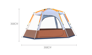 En plein air hexagonale entièrement automatique tente télescopique en aluminium pôle tente de camping livraison de bâtiment de verre à double-couche 5-8 personnes de tente - Product Image 6