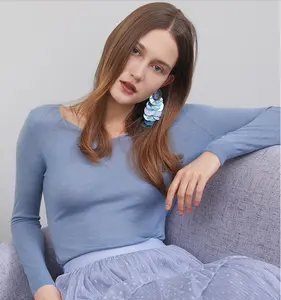 Áo Len Dài Tay Cổ Chữ V Cho Nữ, Áo Len Cashmere Dệt Kim Dày Dặn