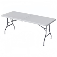 Table pliante moderne en fer à deux tubes D180cm pour la maison, l'entrepôt, le parc et l'extérieur