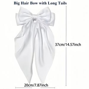 Pinza para el pelo con lazo de cinta personalizada, pinzas de lazo para novias, horquilla de cola larga, accesorios para el cabello de mujer, recuerdos de boda - Product Image 5