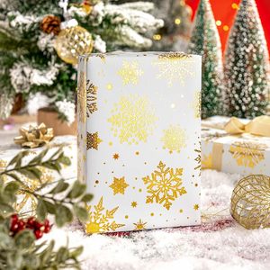 <b>White</b> Gold Snowflake Christmas <b>Wrapping</b> <b>Paper</b> 17 In X 32.8 Ft Single Side Recyclable Gift Craft Use - Product Image 4