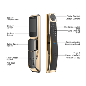 UIELOCK QB80 Tuya WiFi Smart Digitale Deurvergrendeling Aluminium Legering Ingebouwde Camera 4,5 Inch Vingerafdruk Gezichtsherkenning Toegangscode - Product Image 3