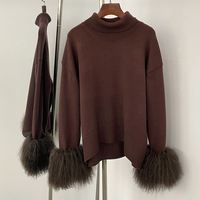 Haut ample élégant pour femme en laine de Mongolie douce et unie, pull tricoté à épaules tombantes, manches chaudes, style décontracté pour l'automne