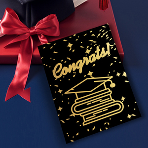 Tarjeta de felicitación de graduación de hoja de oro de lujo personalizada escritura a mano Bless papel recubierto en blanco tarjeta de felicitación de regalo con sobre - Product Image 1