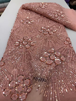NI.AI fond noir Tulle Net dentelle luxe perlé séquence maille dentelle tissu Nigeria femmes robe de mariée matériel
