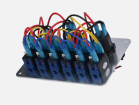 Panneau de commutation à bascule 6 interrupteurs marche/arrêt avec lumière LED bleue et double port de charge USB 2.1A