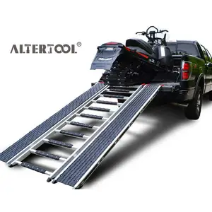 Carrinho de motocicleta universal três dobras, para atv utv golf motocicletas ski glide snowmobile ramps de alumínio com aperto de rampa e escada de tração