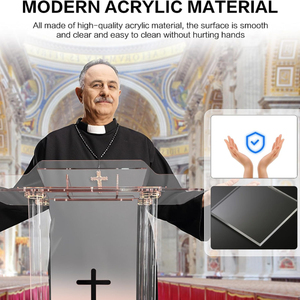 Mô hình mới trong suốt Acrylic bục Nhà thờ bục Acrylic sàn bục với bánh xe và đèn <span class=keywords><strong>LED</strong></span> cho phòng hội nghị - Product Image 5