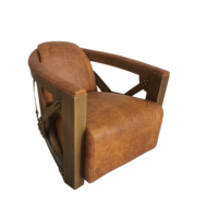 Fauteuil de loisirs en cuir vintage industriel pour hôtels, villas, cafés, salons de chicha, salons de cigares, bars, clubs, avec accent Aviator