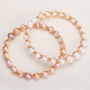 Bracelet en perles d'eau douce plaqué or cuivre, vente chaude transfrontalière, meilleur bracelet en perles véritables de Zhuji - Product Image 2