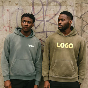 Sudadera con capucha estampada desgastada lavada con ácido de gran tamaño, ropa de calle con logotipo personalizado, sudaderas con capucha vintage de algodón para hombre - Product Image 1