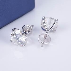 Boucles d'oreilles élégantes en moissanite pour femmes Messi Jewelry MSE-501, quatre griffes, or blanc 18k 14k - Product Image 3