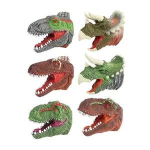 Großhandel handpuppe sound-Realistische PVC Tyranno saurus Rex Kopf Simulation Dinosaurier Handpuppen Spielzeug für Kinder Dinosaurier Modell mit Ton und beweglichem Mund