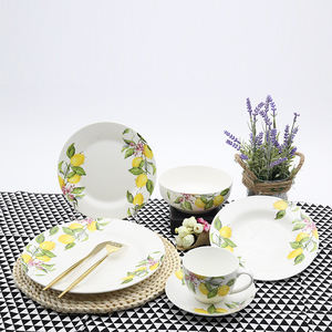 Platos de Cerámica Redondos de <span class=keywords><strong>8</strong></span> Pulgadas con Diseño de Limón, Estilo Europeo, Venta al por Mayor, Juego de Vajilla - Product Image 2