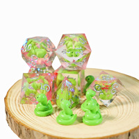 Ensemble de dés polyédriques transparents D&D - Design Tête de Dragon en Os de Dinosaure