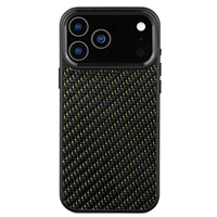 Étui en fibre de carbone avec logo personnalisé, cadre métallique, antichoc, étanche, design de luxe pour 11 12 13 14 15 16 17 Pro Max