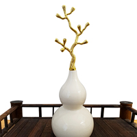 Branches en métal doré personnalisées pour inserts décoratifs en cristal faits main, inserts pour trous de vase en forme de gourde pour entrée de salon, décorations d'intérieur